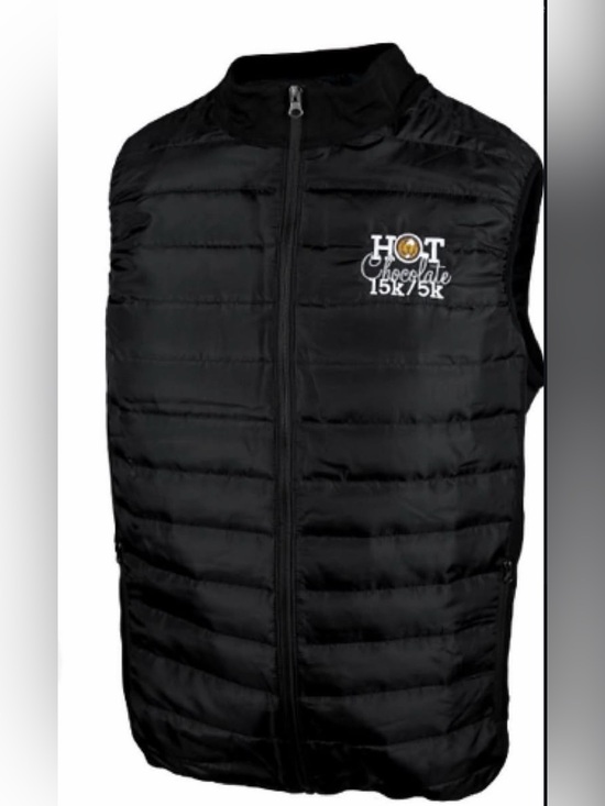 Chocolate Other - Chocolate Men's Black Quilted Zip-Front Vest with Embroidered Logo